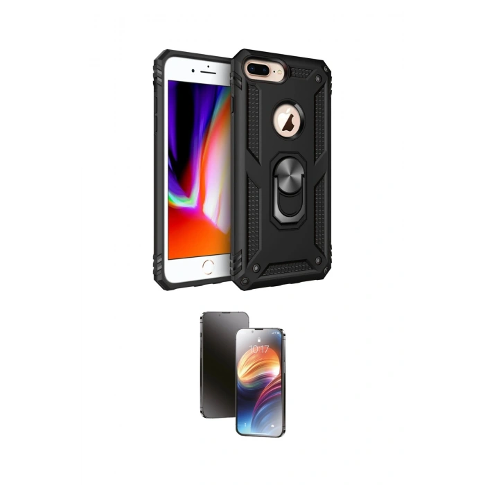 MARSİLYAN™- iPhone 7 Plus Kılıf Ahenk Klasik Koleksiyonu - Siyah 3D Antistatik Mat Seramik Nano Ekran Koruyucu
