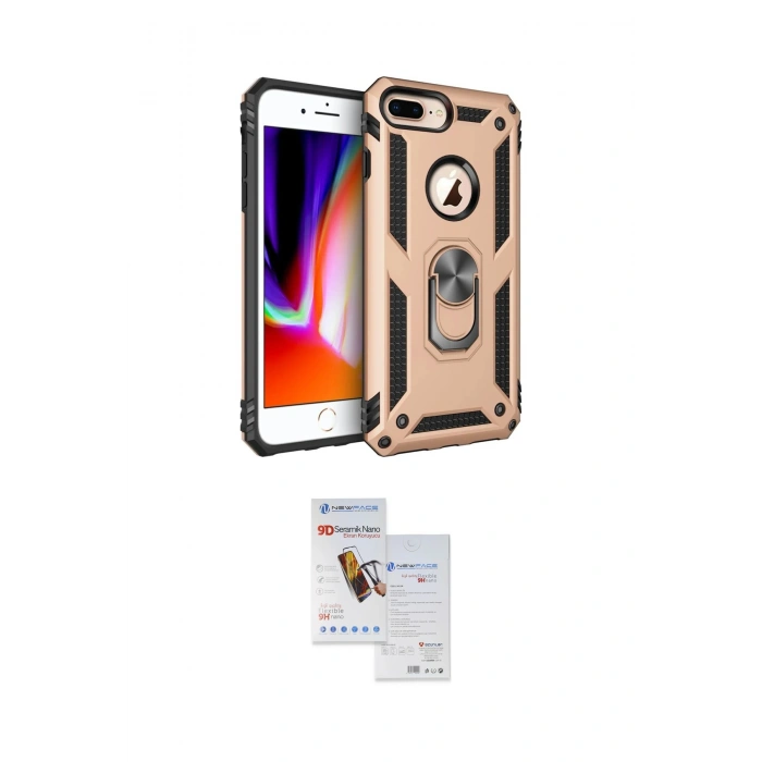 MARSİLYAN™- iPhone 7 Plus Kılıf Ahenk Klasik Koleksiyonu - Siyah Seramik Nano Ekran Koruyucu