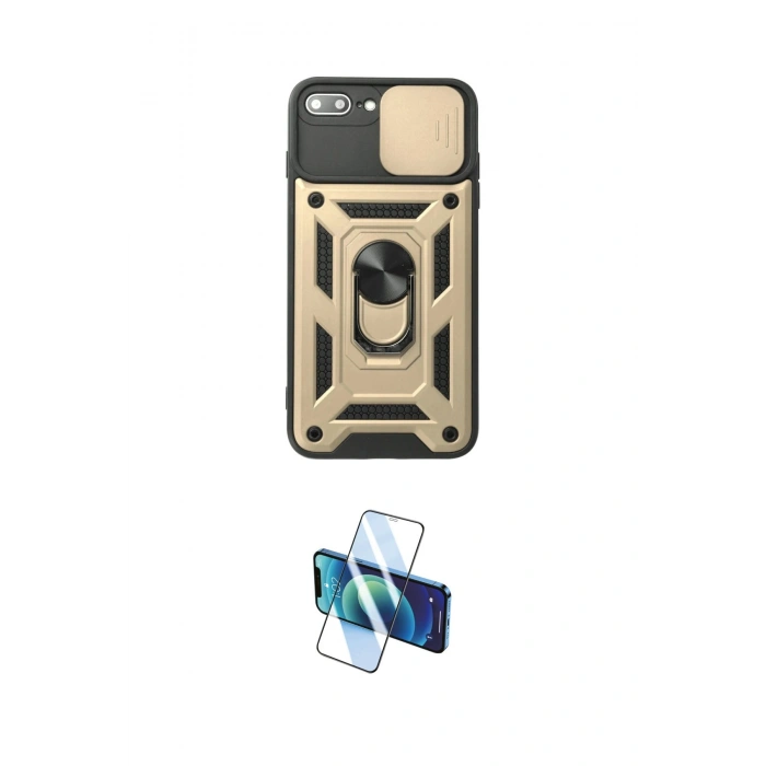 MARSİLYAN™- iPhone 7 Plus Kılıf Ahenk Klasik - Siyah 3D Antistatik Seramik Nano Ekran Koruyucu