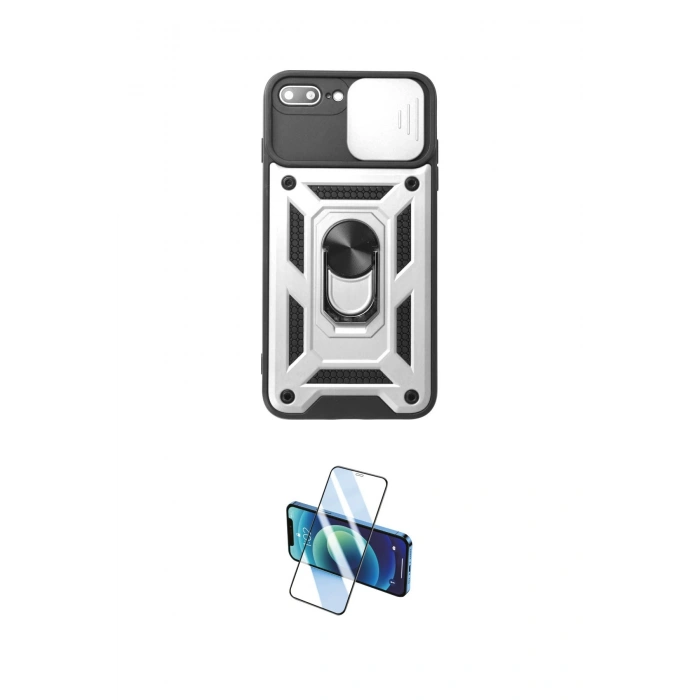 MARSİLYAN™- iPhone 7 Plus Kılıf Ahenk Klasik - Siyah 3D Antistatik Seramik Nano Ekran Koruyucu