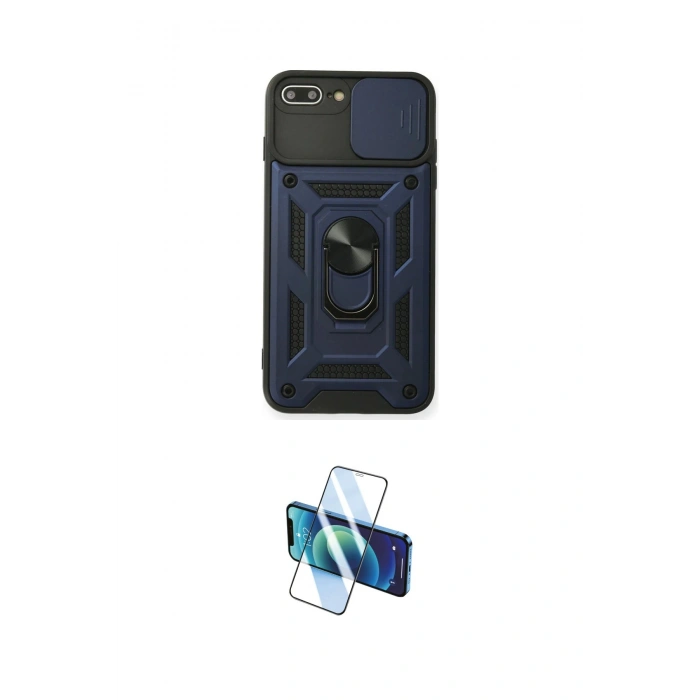 MARSİLYAN™- iPhone 7 Plus Kılıf Ahenk Klasik - Siyah 3D Antistatik Seramik Nano Ekran Koruyucu