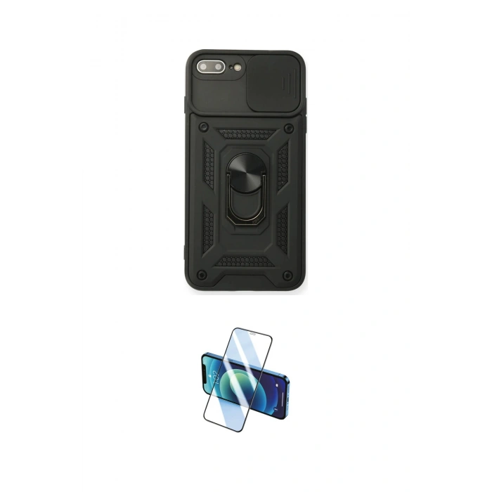 MARSİLYAN™- iPhone 7 Plus Kılıf Ahenk Klasik - Siyah 3D Antistatik Seramik Nano Ekran Koruyucu
