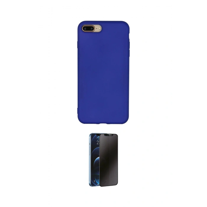 MARSİLYAN™- iPhone 7 Plus Kılıf Ahenk Serisi - Siyah 3D Antistatik Hayalet Cam Ekran Koruyucu