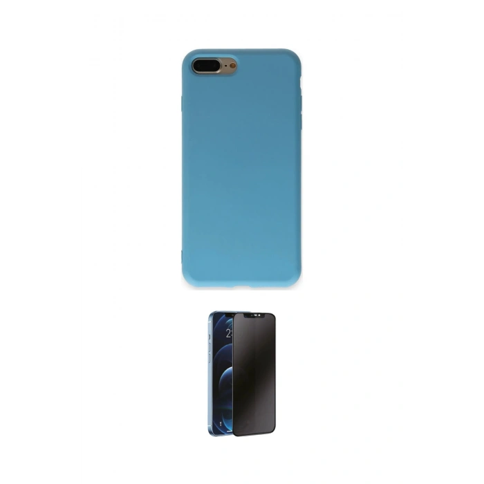 MARSİLYAN™- iPhone 7 Plus Kılıf Ahenk Serisi - Siyah 3D Antistatik Hayalet Cam Ekran Koruyucu
