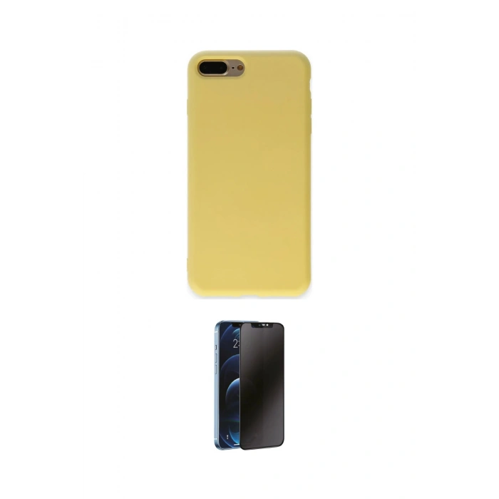 MARSİLYAN™- iPhone 7 Plus Kılıf Ahenk Serisi - Siyah 3D Antistatik Hayalet Cam Ekran Koruyucu