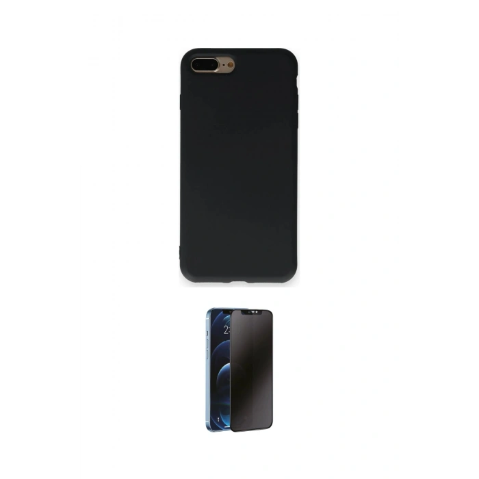 MARSİLYAN™- iPhone 7 Plus Kılıf Ahenk Serisi - Siyah 3D Antistatik Hayalet Cam Ekran Koruyucu