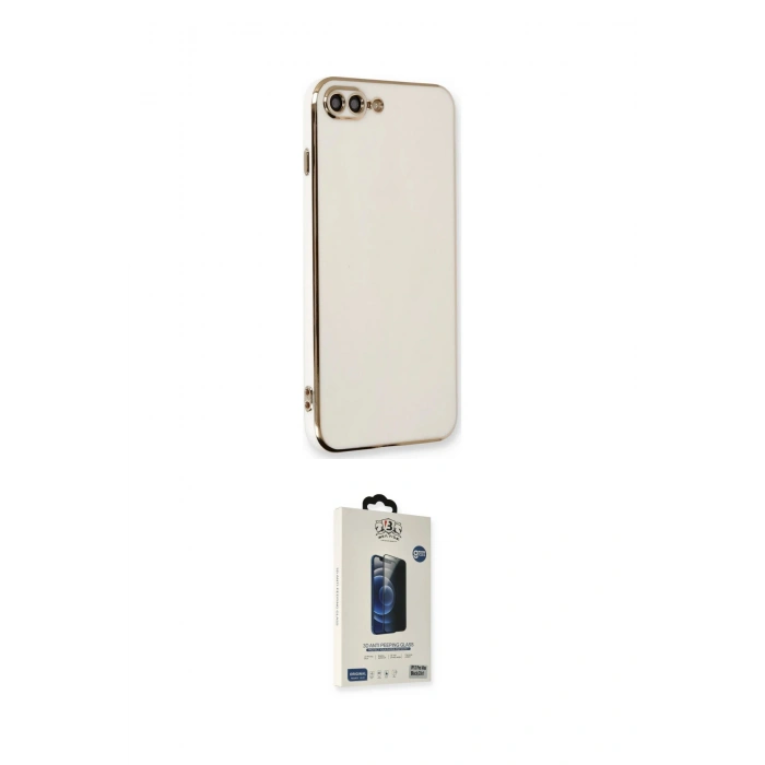 MARSİLYAN™- iPhone 7 Plus Kılıf Yankı Serisi - Beyaz Bilvis Hayalet Cam Ekran Koruyucu
