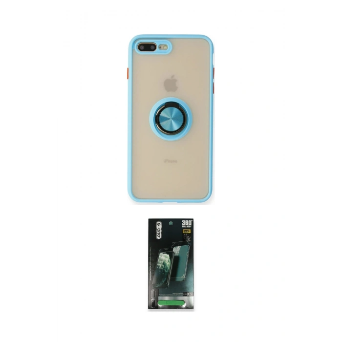 MARSİLYAN™- iPhone 7 Plus Kılıf Yörünge Çizgi - Şeffaf 360 Full Body Arka Koruyucu