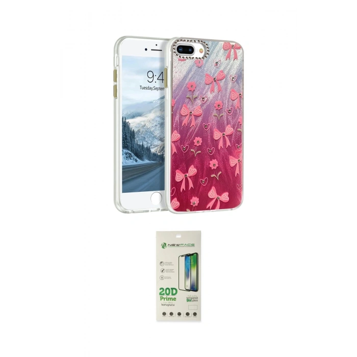 MARSİLYAN™- iPhone 7 Plus Kılıf Zirve Modern Prime - Siyah 20D Premium Cam Ekran Koruyucu