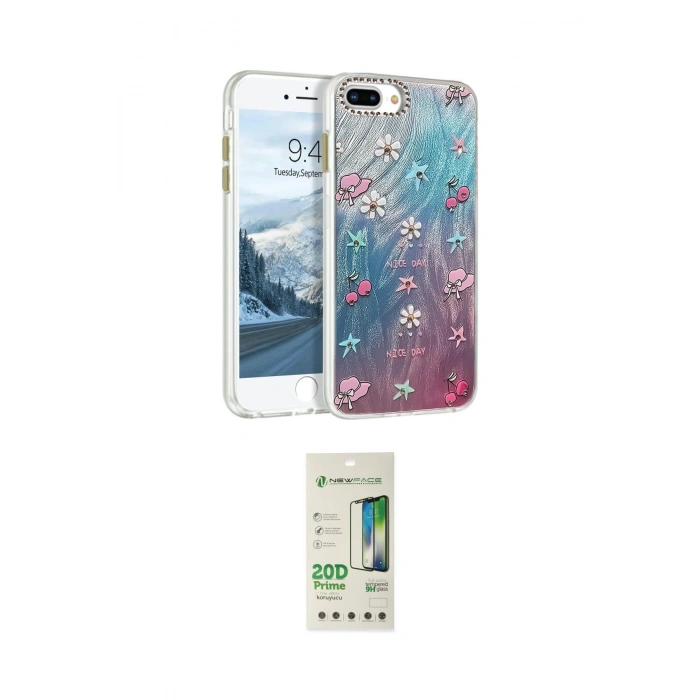 MARSİLYAN™- iPhone 7 Plus Kılıf Zirve Modern Prime - Siyah 20D Premium Cam Ekran Koruyucu
