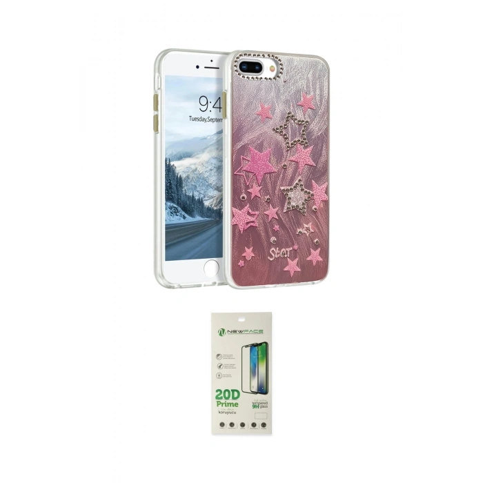 MARSİLYAN™- iPhone 7 Plus Kılıf Zirve Modern Prime - Siyah 20D Premium Cam Ekran Koruyucu