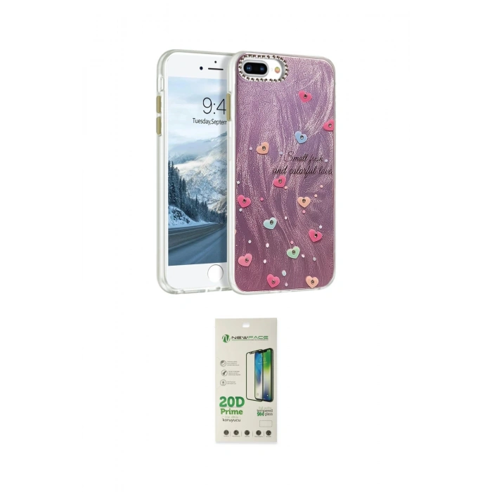 MARSİLYAN™- iPhone 7 Plus Kılıf Zirve Modern Prime - Siyah 20D Premium Cam Ekran Koruyucu