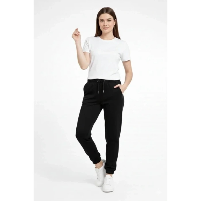 MARSiLYAN- Jogger Eşofman Altı Rahat Kalıp, Cepli, Lastikli Paça, Günlük Spor Pantolon - Siyah