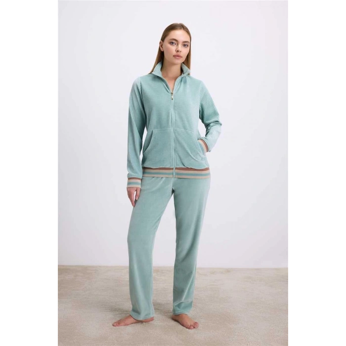 MARSiLYAN-  Kadife Dokulu Uzun Kollu Sweatshirt ve Pantolon Takımı