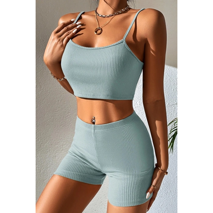 MARSiLYAN- Kadın Açık Mavi Şortlu Kaşkorse Gecelik Takım