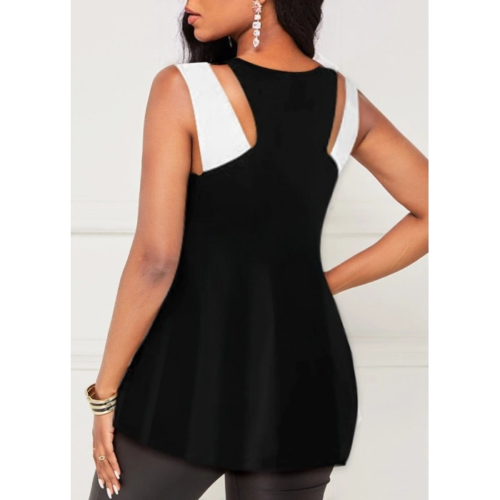 MARSiLYAN- Kadın Askılı Boyundan çapraz Halter Yakalı çift Renkli Viskon Bluz