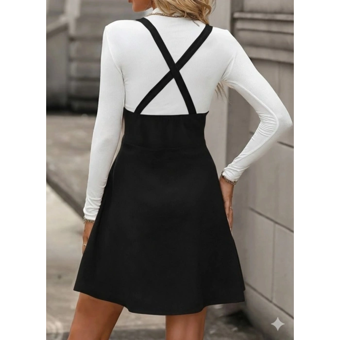 MARSiLYAN- Kadın Askılı Düğmeli Mini Süet Elbise