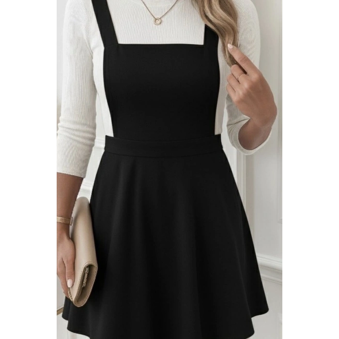 MARSiLYAN- Kadın Askılı Sırttan çapraz Detaylı Kısa Kiloş Kadife Mini Elbise