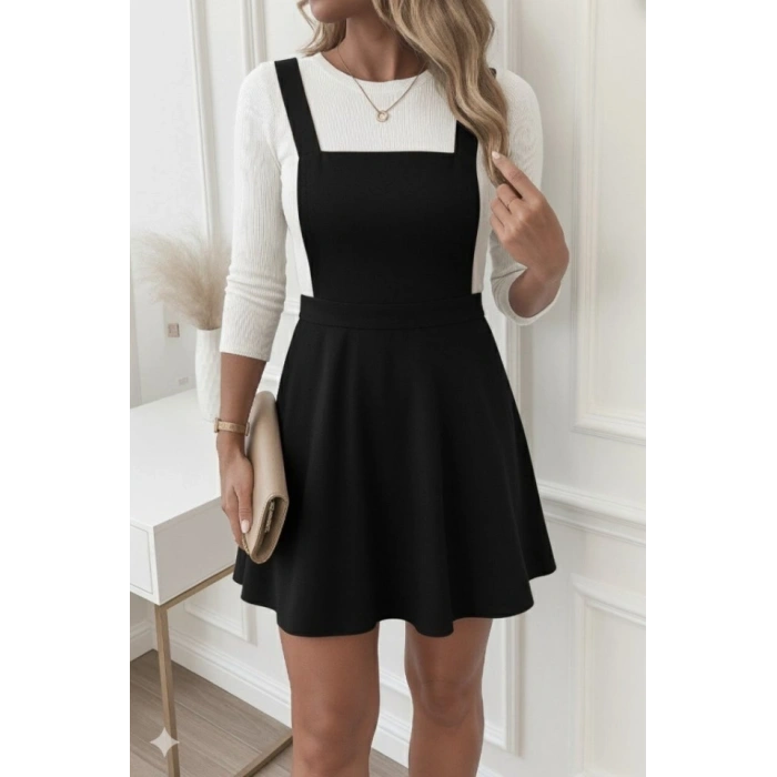 MARSiLYAN- Kadın Askılı Sırttan çapraz Detaylı Kısa Kiloş Kadife Mini Elbise