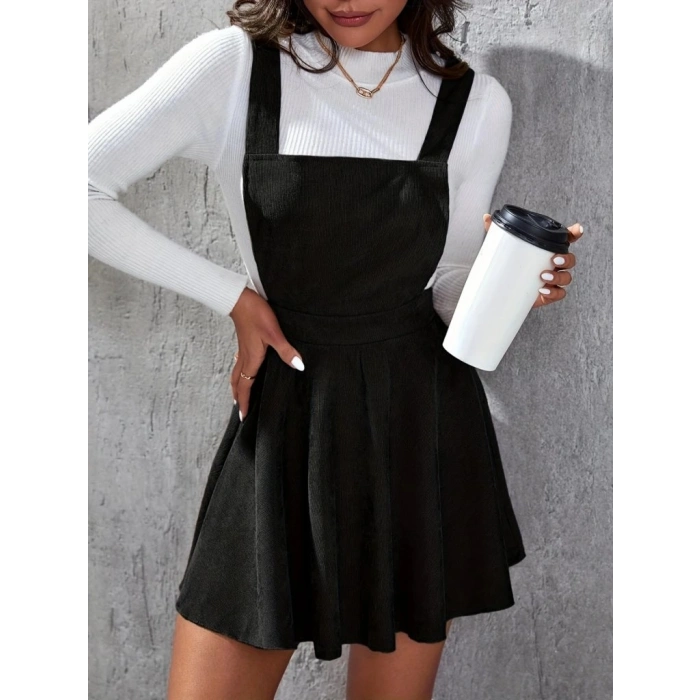 MARSiLYAN- Kadın Askılı Sırttan çapraz Detaylı Kısa Kiloş Kadife Mini Elbise