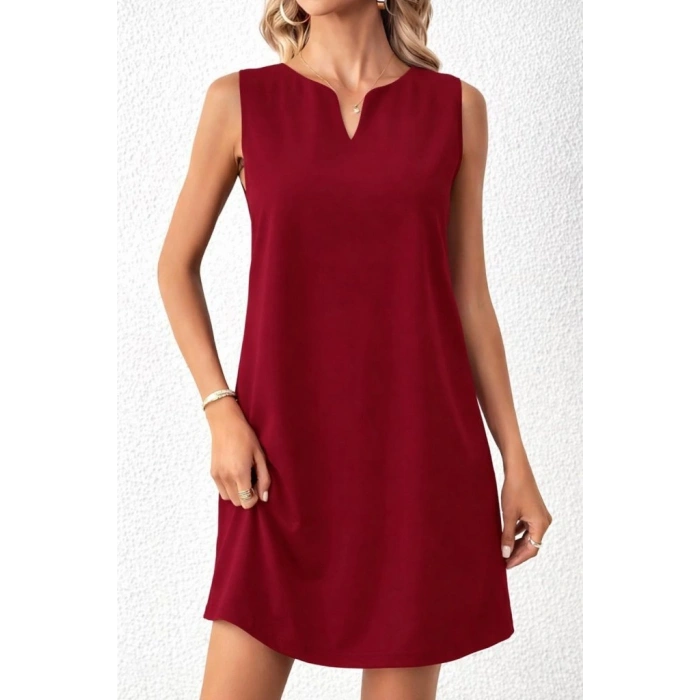 MARSiLYAN- Kadın Askılı V Yakalı Mini Ithal Krep Elbise