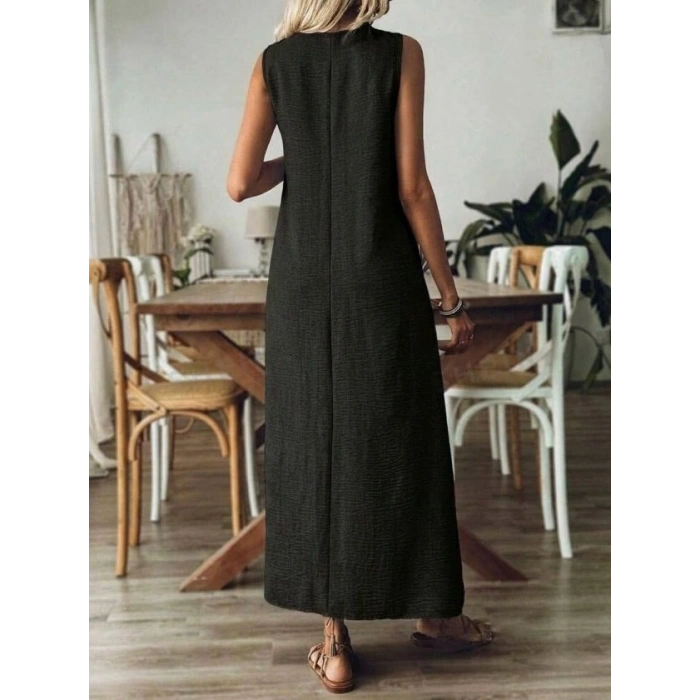 MARSiLYAN- Kadın Askılı V Yakalı Uzun Elbise