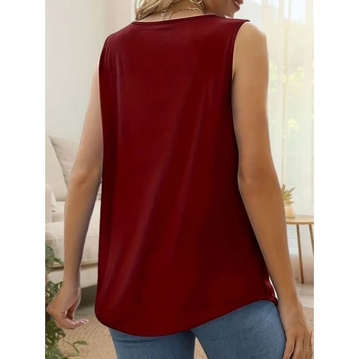 MARSiLYAN- Kadın Askılı Yuvarlak Yaka Dantel Detaylı Viskon Bluz