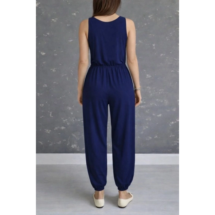 MARSiLYAN- Kadın Askılı Yuvarlak Yakalı Cepli Viskon Tulum