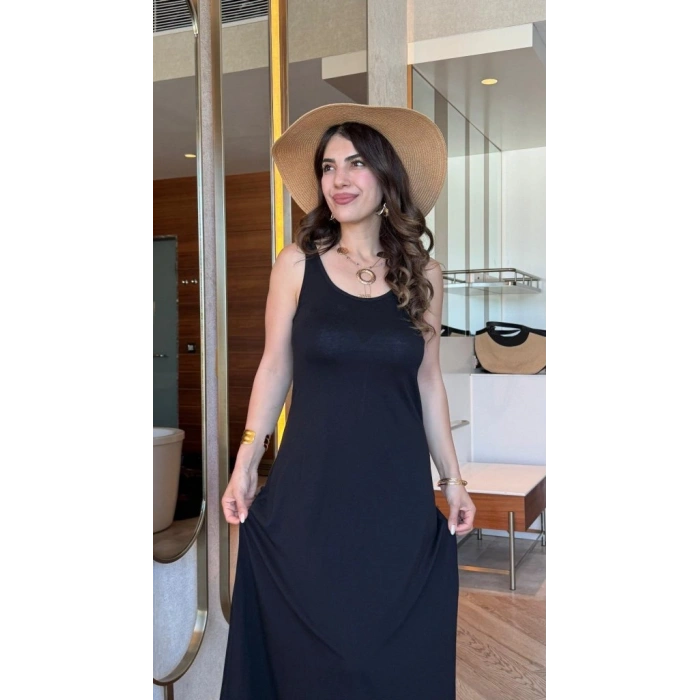 MARSiLYAN- Kadın Askılı Yuvarlak Yakalı Viskon Elbise