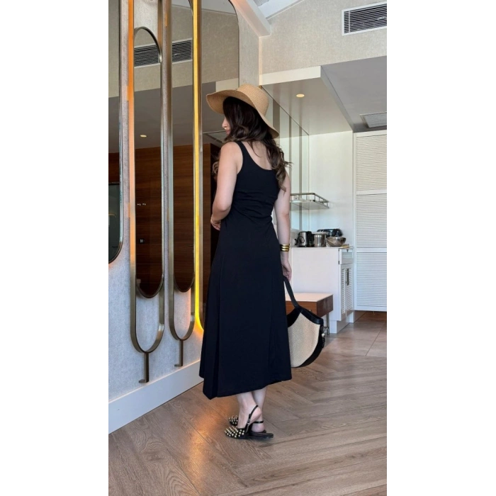 MARSiLYAN- Kadın Askılı Yuvarlak Yakalı Viskon Elbise