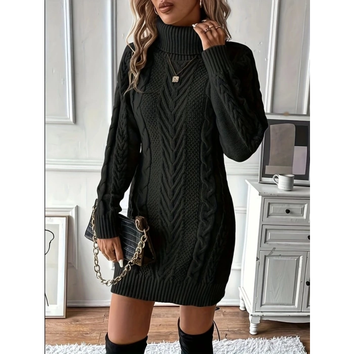 MARSiLYAN- Kadın Balıkçı Yaka Mini Triko Elbise