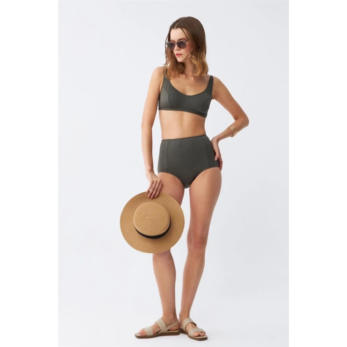 MARSiLYAN- Kadın Basic Haki Pedli Yüksek Bel Bikini Takımı