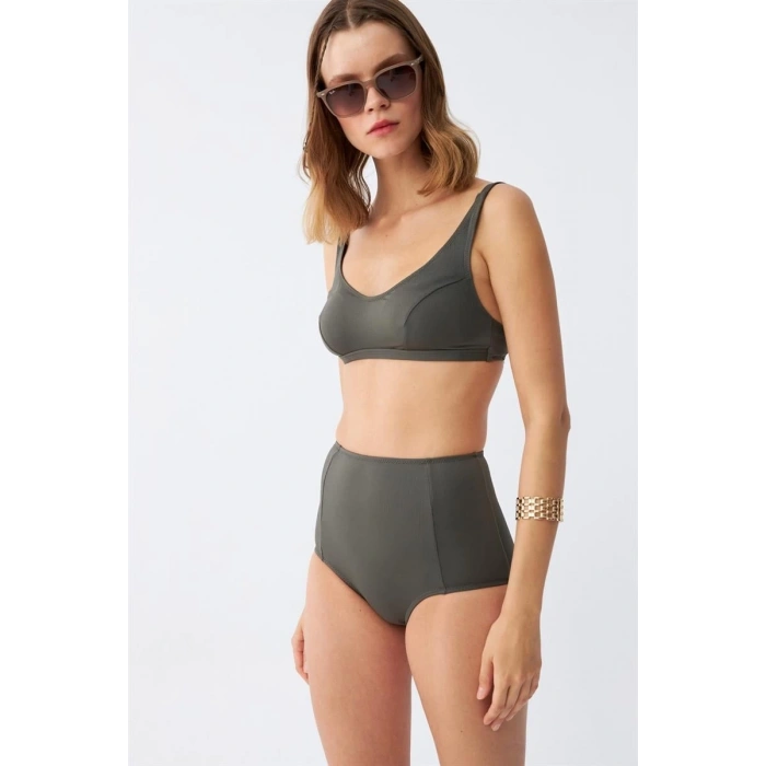 MARSiLYAN- Kadın Basic Haki Pedli Yüksek Bel Bikini Takımı