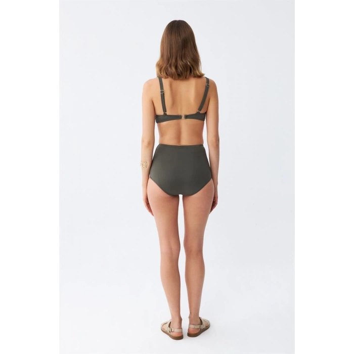 MARSiLYAN- Kadın Basic Haki Pedli Yüksek Bel Bikini Takımı