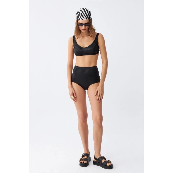 MARSiLYAN- Kadın Basic Siyah Pedli Yüksek Bel Bikini Takımı