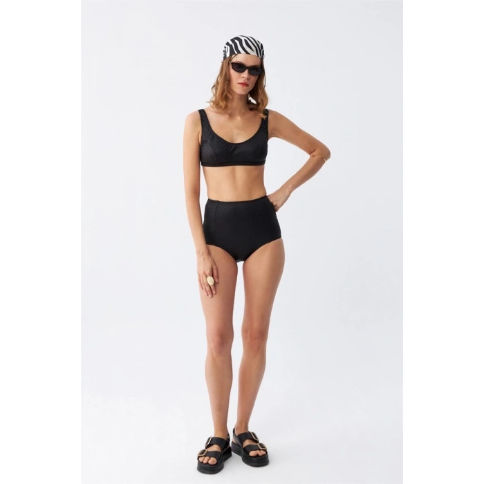 MARSiLYAN- Kadın Basic Siyah Pedli Yüksek Bel Bikini Takımı