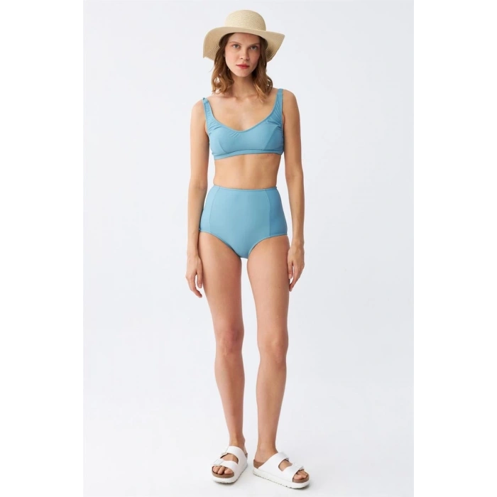 MARSiLYAN- Kadın Basic Turkuaz Pedli Yüksek Bel Bikini Takımı