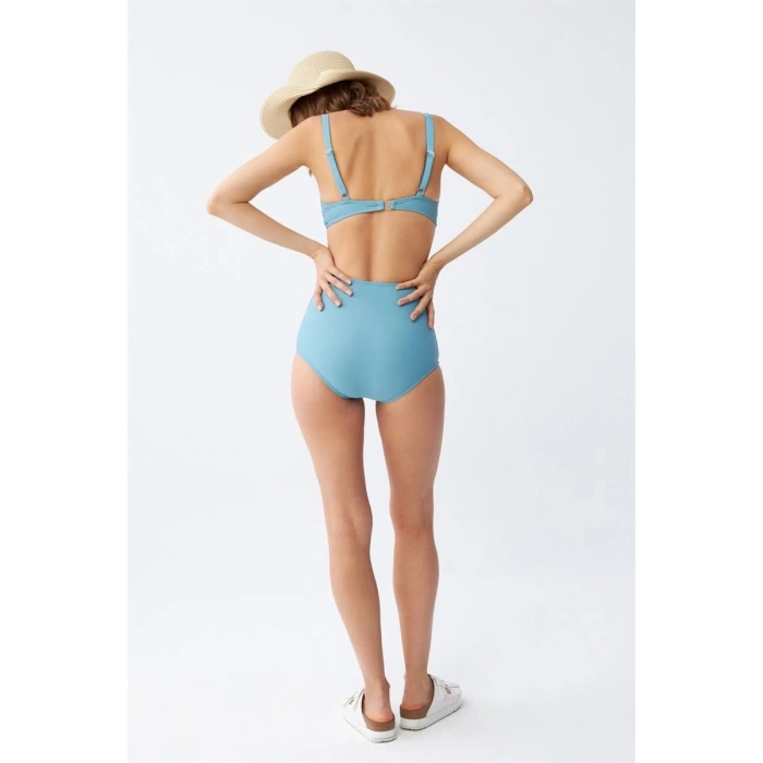 MARSiLYAN- Kadın Basic Turkuaz Pedli Yüksek Bel Bikini Takımı