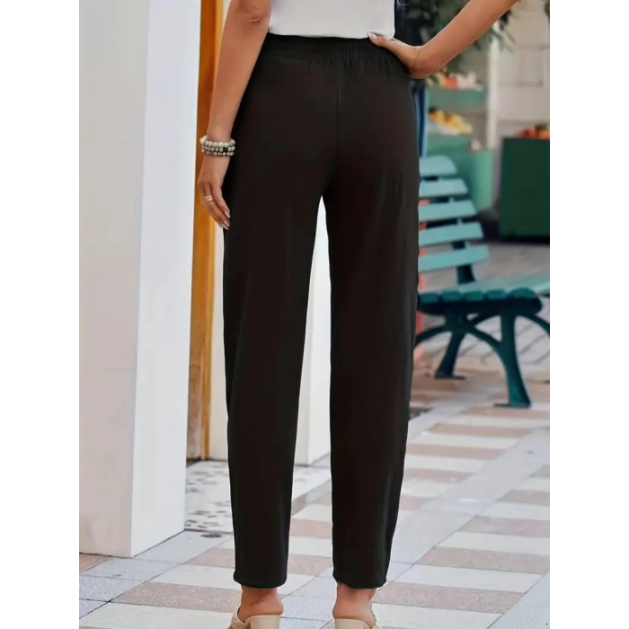 MARSiLYAN- Kadın Beli Lastikli Keten Pantolon