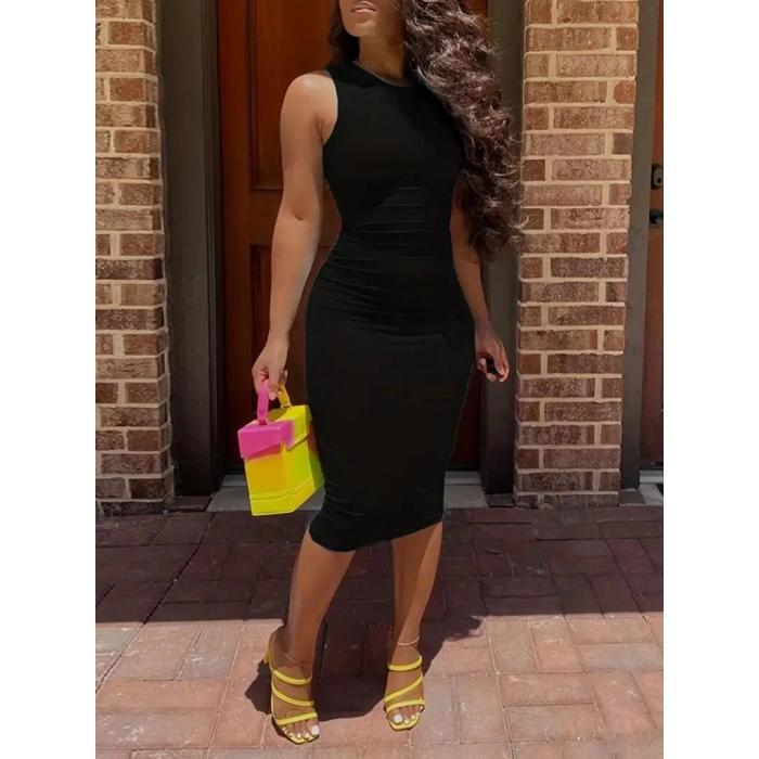 MARSiLYAN- Kadın Bodycon Midi Boy Dalgıç Elbise