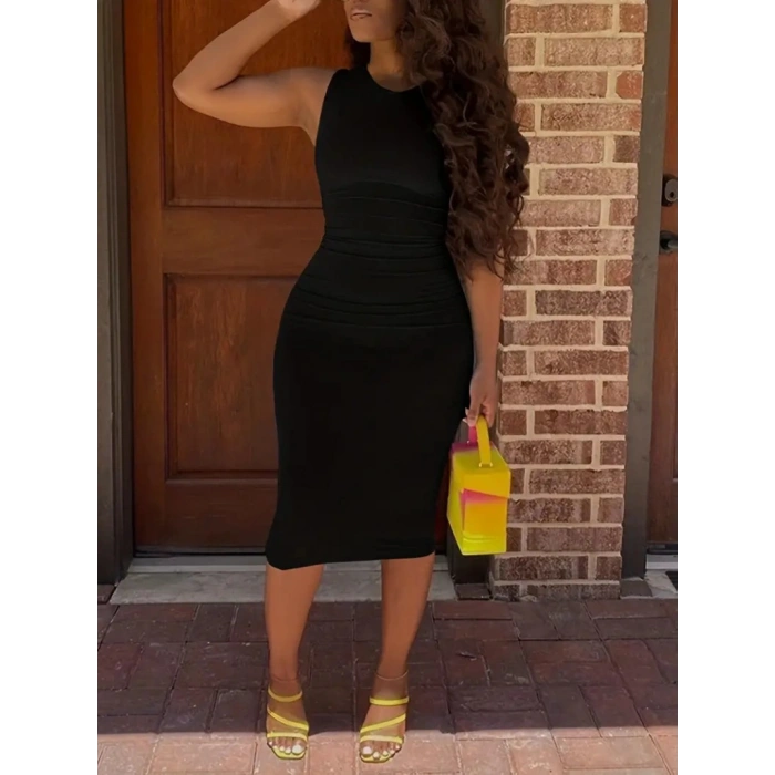 MARSiLYAN- Kadın Bodycon Midi Boy Dalgıç Elbise