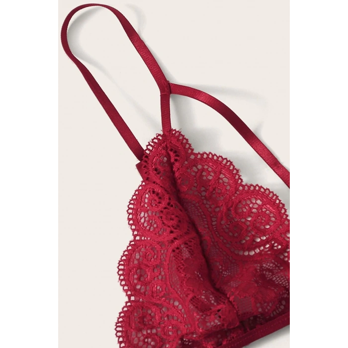 MARSiLYAN- Kadın Bordo Dantel Sütyen Külot Takımı