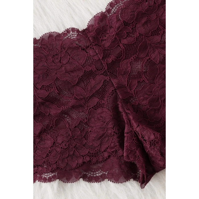 MARSiLYAN- Kadın Bordo Dantelli & Kurdelalı Sütyen Külot Takımı