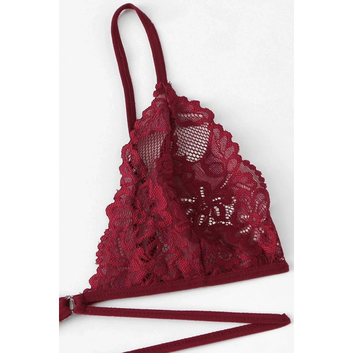 MARSiLYAN- Kadın Bordo Özel Şık Sütyen Külot Takımı