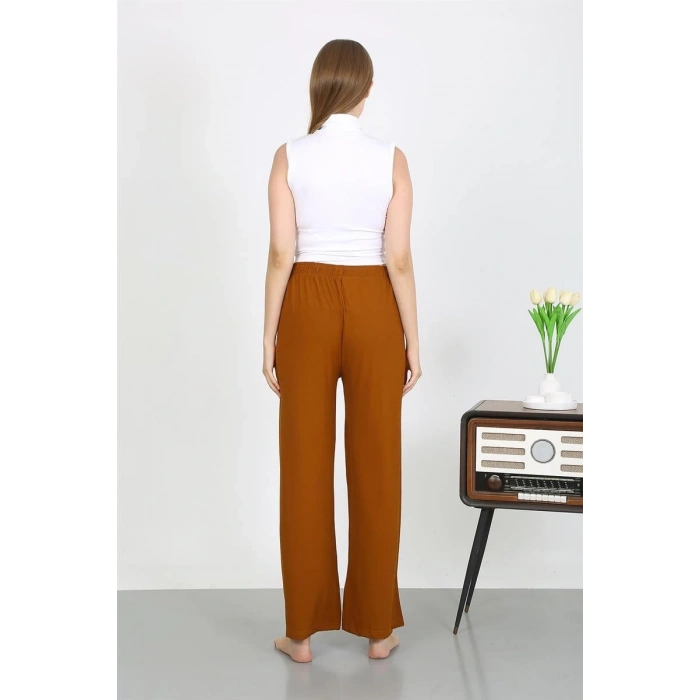 MARSiLYAN- Kadın Bürümcük Kumaş Hafif-Esnek Pantolon 210074 Kahve