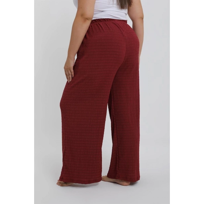 MARSiLYAN- Kadın Büyük Beden Bordo Rahat Kesim Baggy Tek Alt