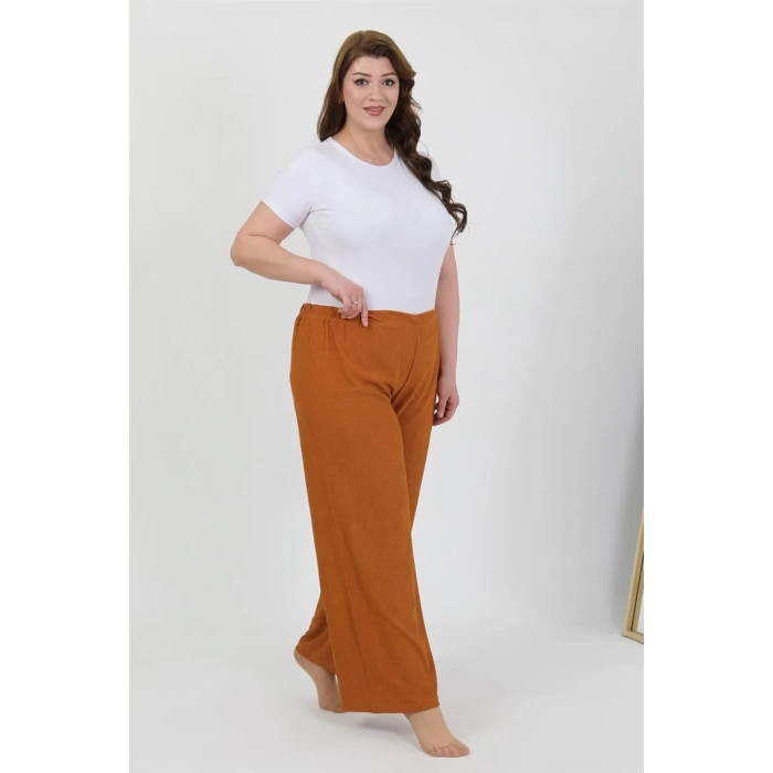 MARSiLYAN- Kadın Büyük Beden Bürümcük Pantolon Kremit