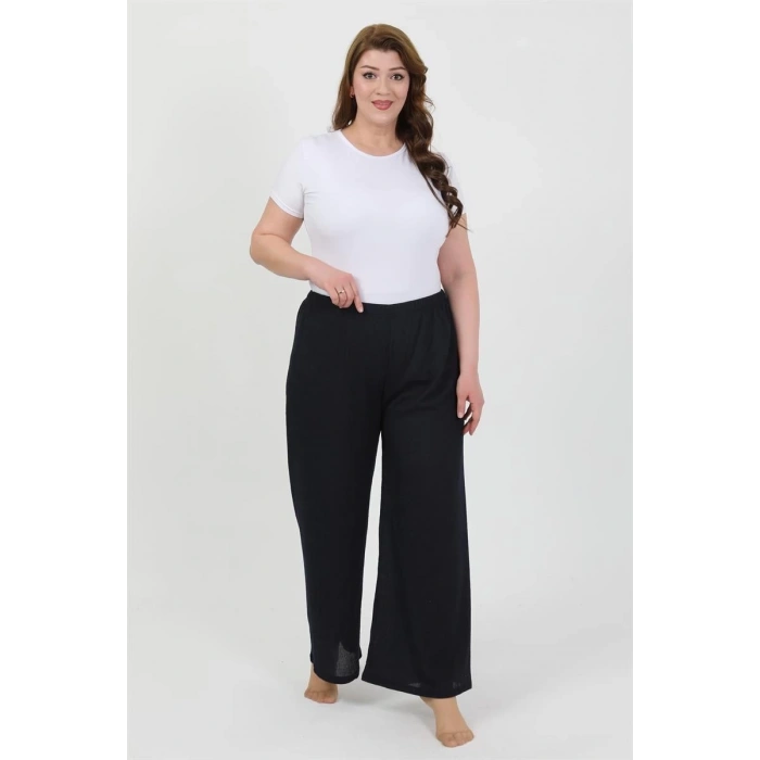 MARSiLYAN- Kadın Büyük Beden Bürümcük Pantolon Lacivert