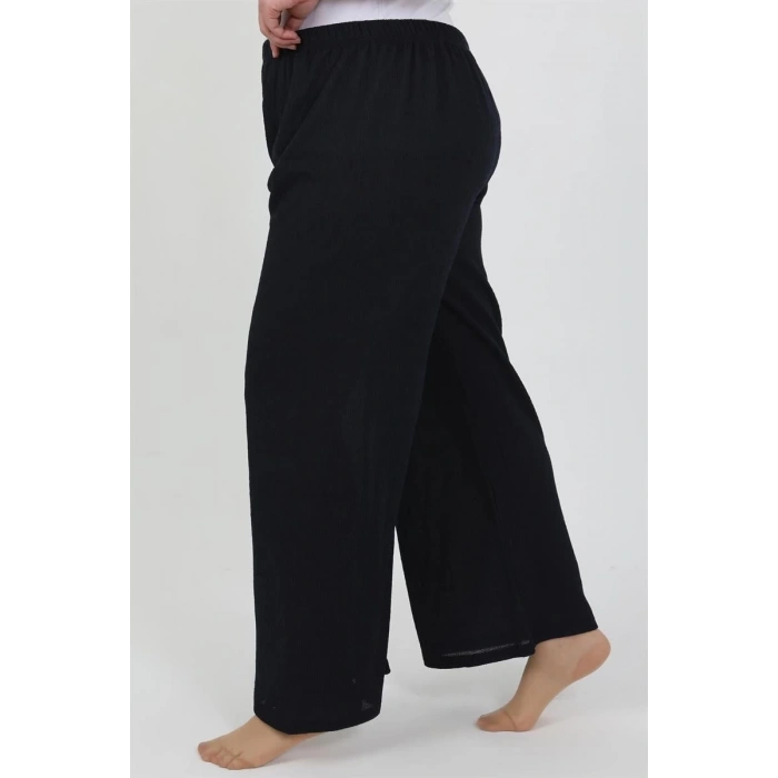 MARSiLYAN- Kadın Büyük Beden Bürümcük Pantolon Lacivert