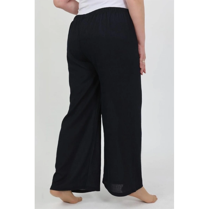 MARSiLYAN- Kadın Büyük Beden Bürümcük Pantolon Lacivert